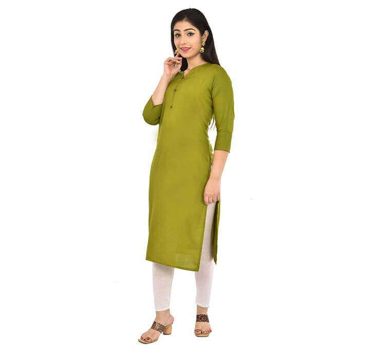 Buy Mehandi Neck Kurti (Regular Casual Kurtis For Office, Home)