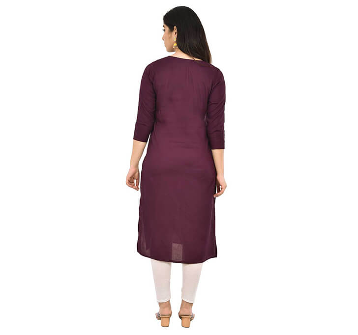 Wine Neck Kurti (Regular Casual Kurtis For Office, Home)