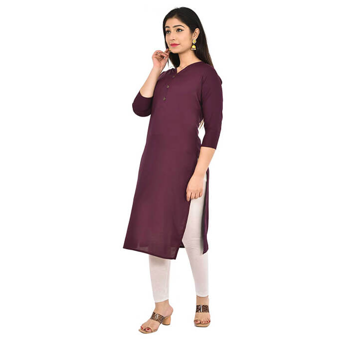 Buy Wine Neck Kurti (Regular Casual Kurtis For Office, Home)