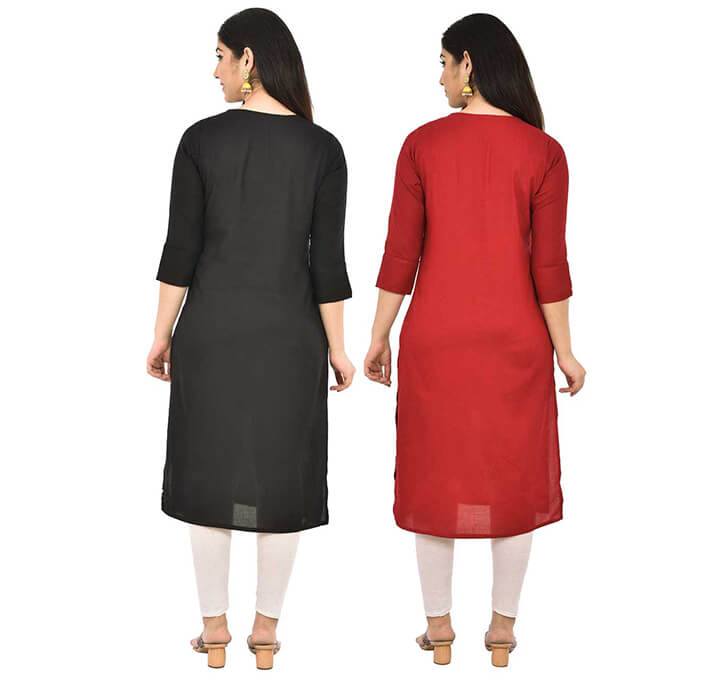 Buy Black & Maroon V-Neck Kurti (Combo)