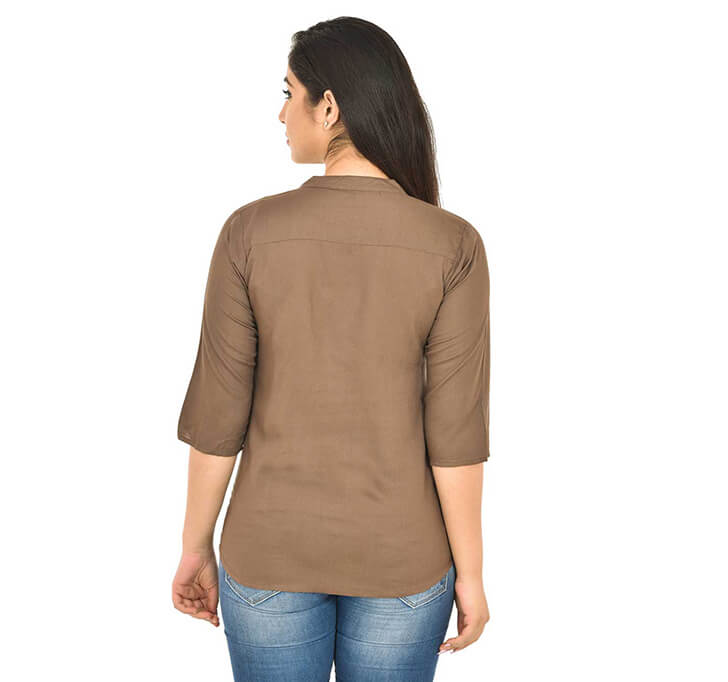 V-Neck Brown Top