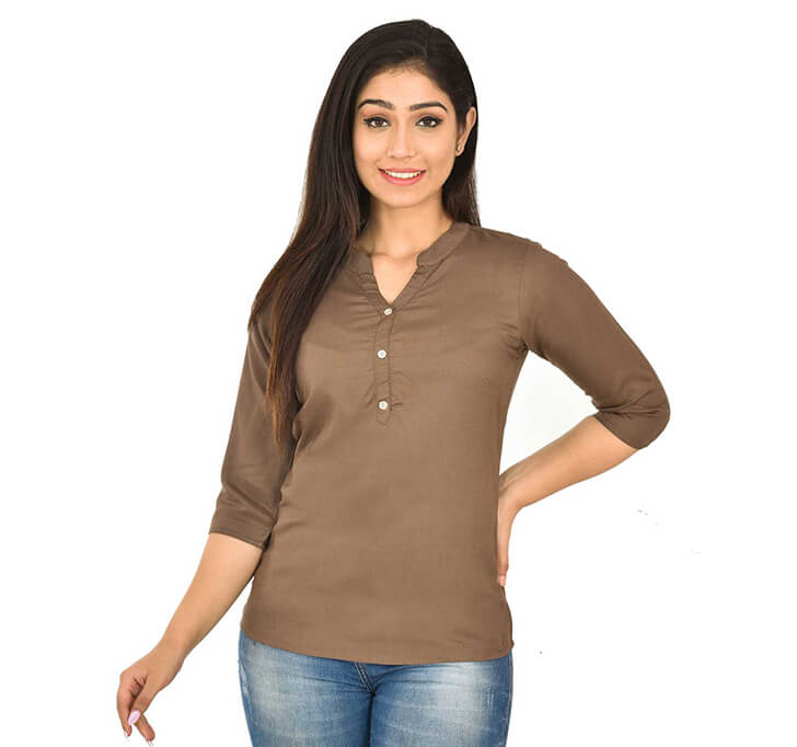 Buy V-Neck Brown Top