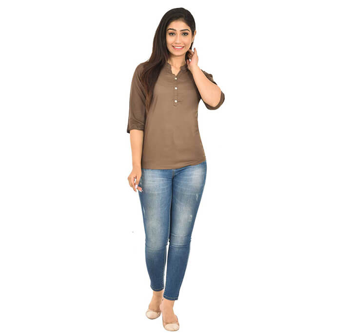 V-Neck Brown Top