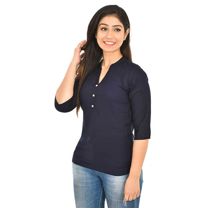 Buy V-Neck Dark Blue Regular Top