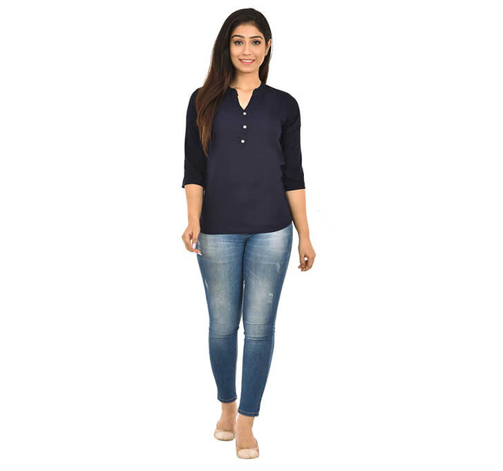 Buy V-Neck Dark Blue Regular Top