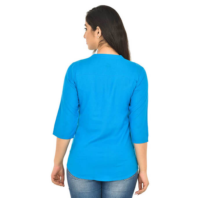 V-Neck Dark Sky Blue Regular Top