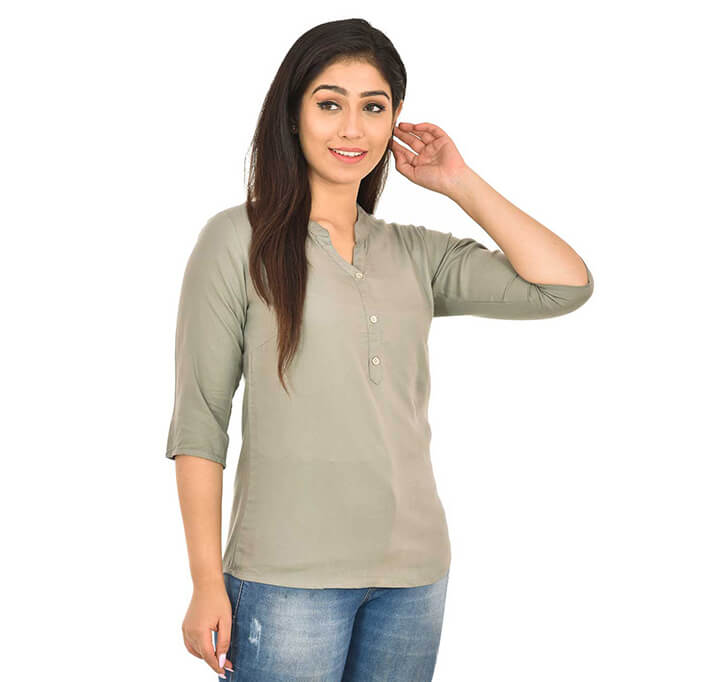 V-Neck Grey Regular Top