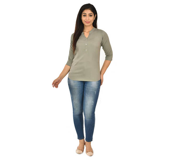 Buy V-Neck Grey Regular Top