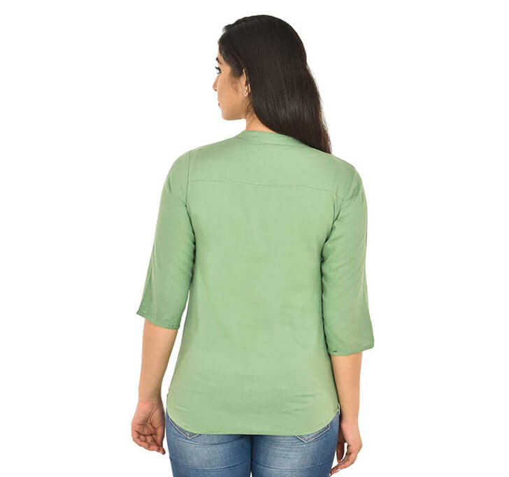 V-Neck Light Green Regular Top