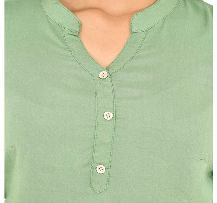 V-Neck Light Green Regular Top