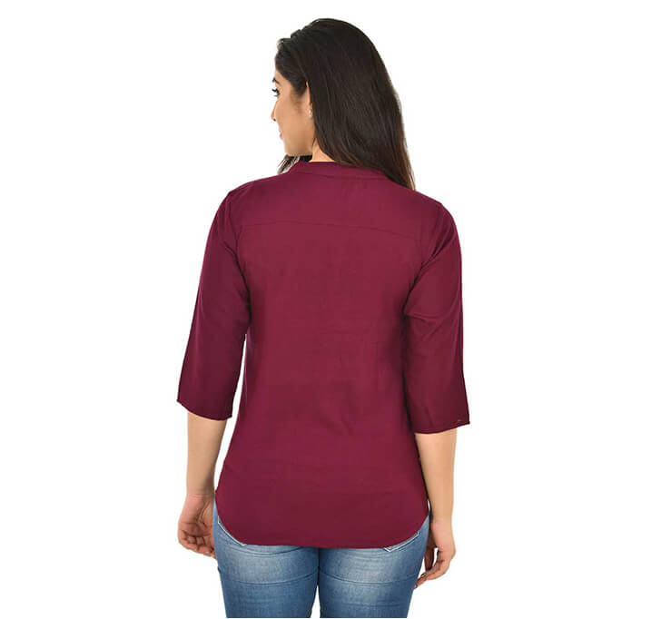 V-Neck Maroon Regular Top