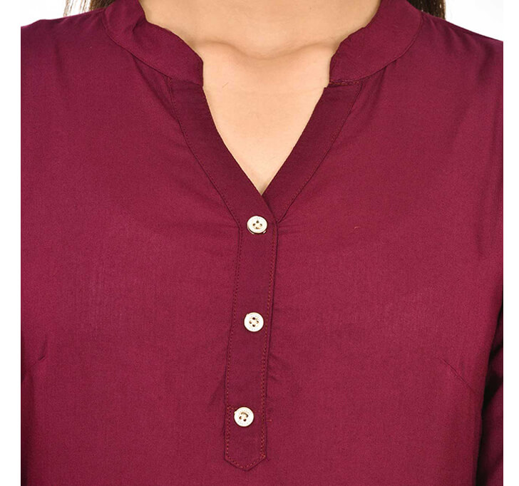 Buy V-Neck Maroon Regular Top