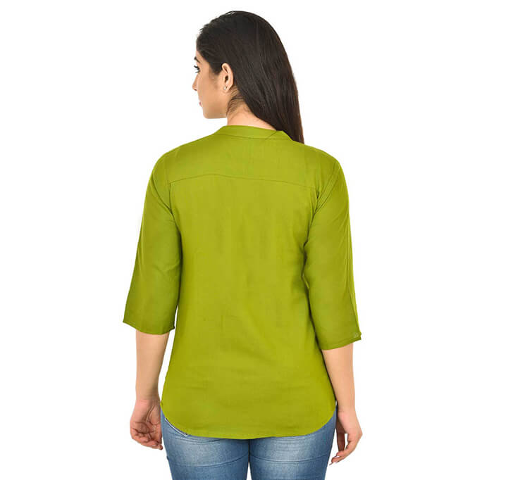 V-Neck Mehandi Regular Top