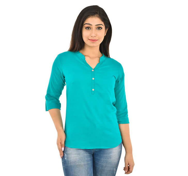 V-Neck Sky Blue Regular Top