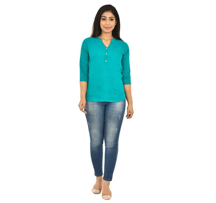 Buy V-Neck Sky Blue Regular Top