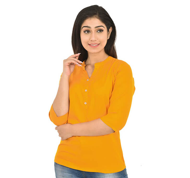 Buy V-Neck Yellow Regular Top