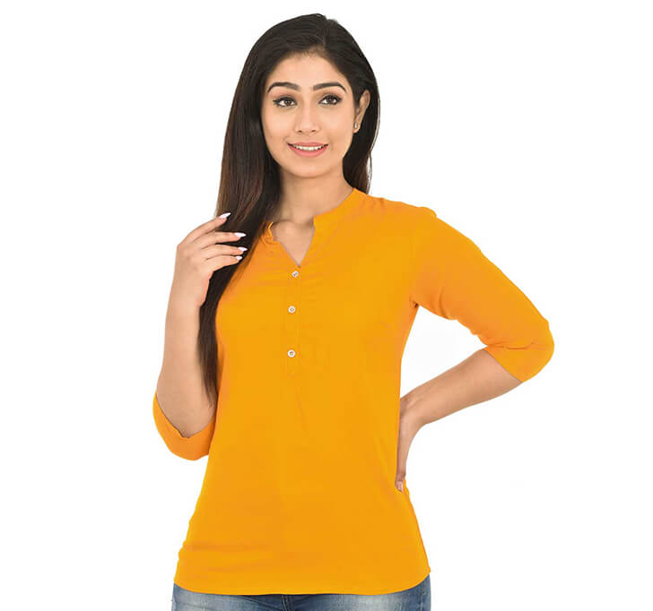 V-Neck Yellow Regular Top