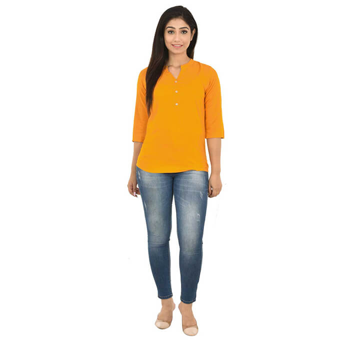 Buy V-Neck Yellow Regular Top