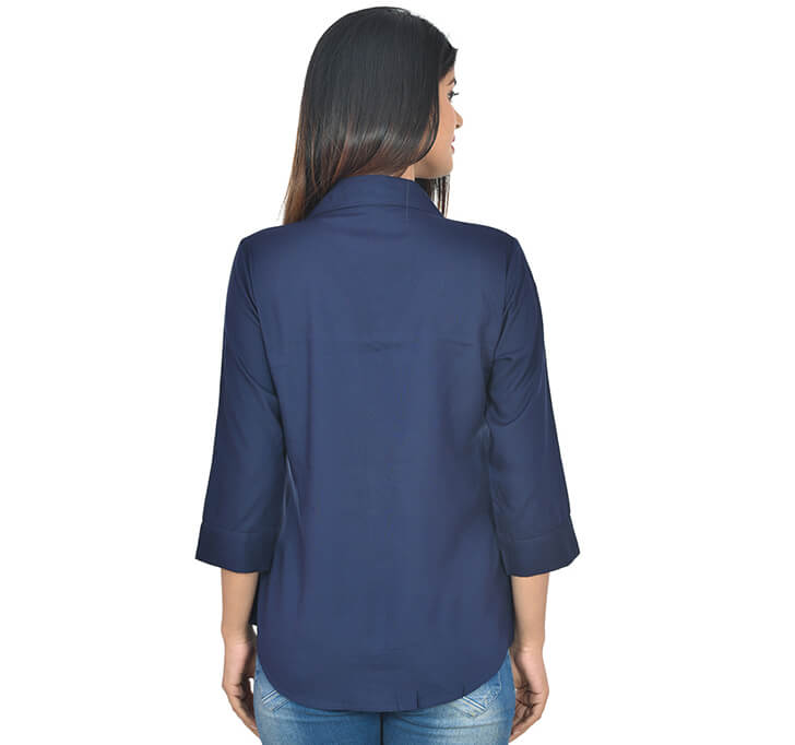 Dark Blue Casual Regular Shirt