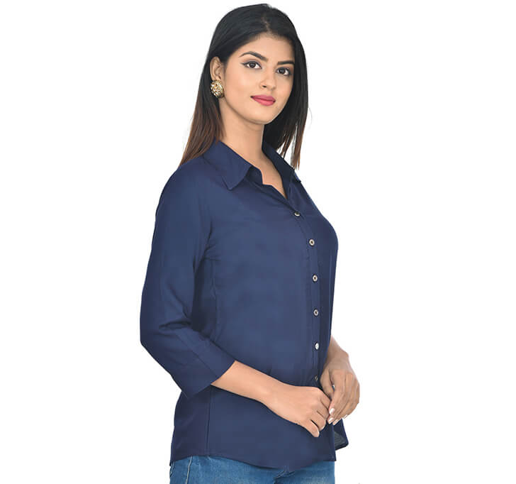 Dark Blue Casual Regular Shirt