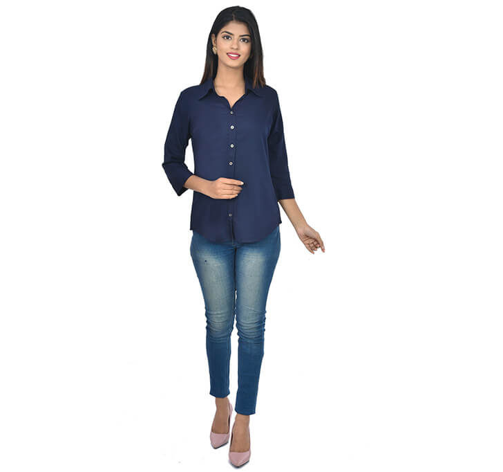 Buy Dark Blue Casual Regular Shirt