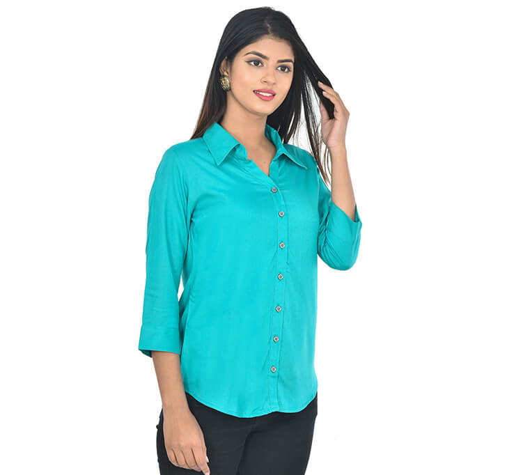 Sky Blue Casual Regular Shirt