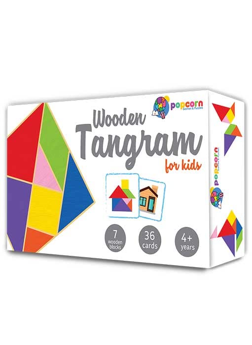 Buy Popcorn Games & Puzzles Wooden Tangram For Kids With 36 Flash Cards