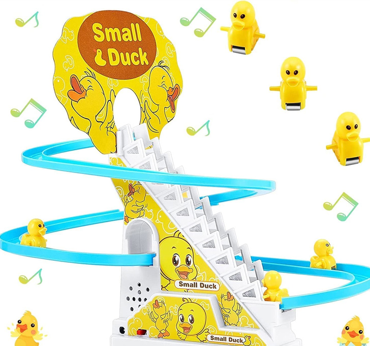 Buy Duck Slide Toy Set, Funny Automatic Stair-Climbing Ducklings Cartoon Race Track Set Little Lovely Duck Slide Toy Escalator Toy With Lights And Music