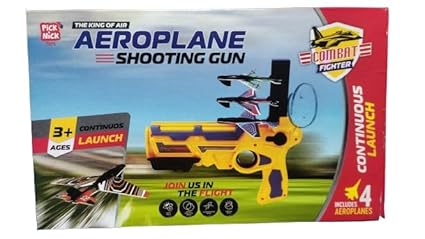 Buy Aeroplane Shooting Gun Toy For Kids | Combat Fighter | Multicolor | Combat Fighter Aeroplane Shooting Gun With 4 Planes, Ages 3+