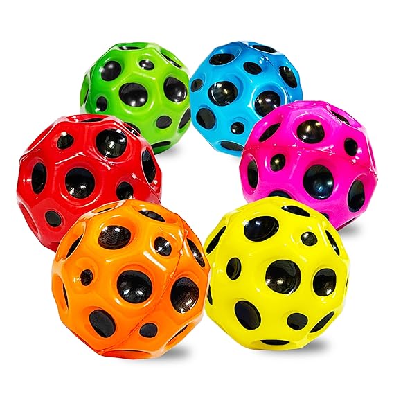 Buy VGRASSP Super Bouncy Rubber Moon Ball Toy For Kids And Adults With Craters - High Bounce, Textured Grip, Perfect For Playtime Fun - Soft Foam Ball, Multicolor (Pack Of 6)