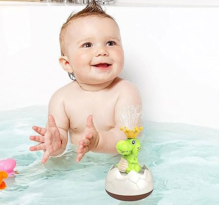 Bestie Toys Bath Toys Dinosaur Sprinkler, Rechargeable Baby Bath Toys Spray Water Light Up Bathtub Toys For Toddlers Infant Kids Boys Girls