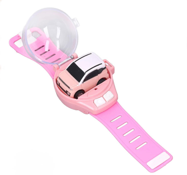 Brand Conquer Mini Remote Control Car Watch Toys, Easy Control Safe 98.4ft Remote Control Distance Cute Wrist Racing Car Watch Silicone Strap With Dust Cover For Outdoor (SUV Pink)