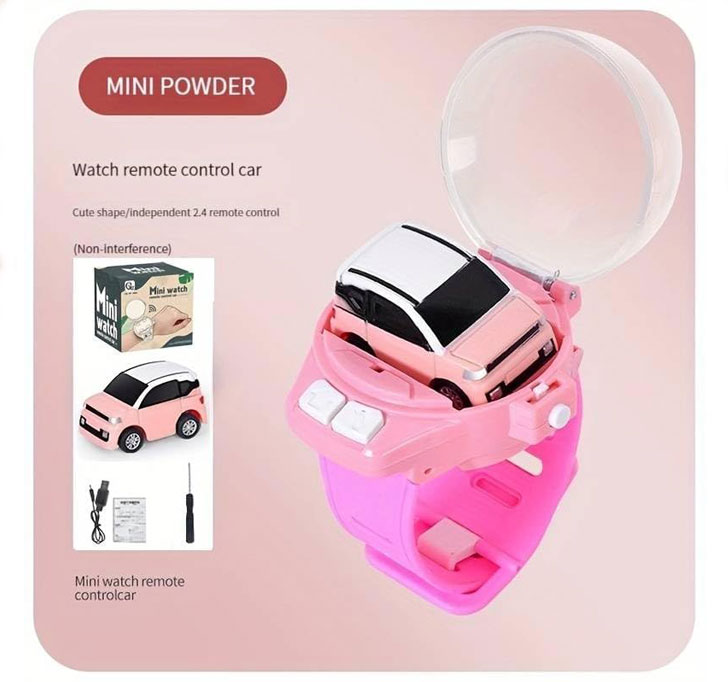Brand Conquer Mini Remote Control Car Watch Toys, Easy Control Safe 98.4ft Remote Control Distance Cute Wrist Racing Car Watch Silicone Strap With Dust Cover For Outdoor (SUV Pink)