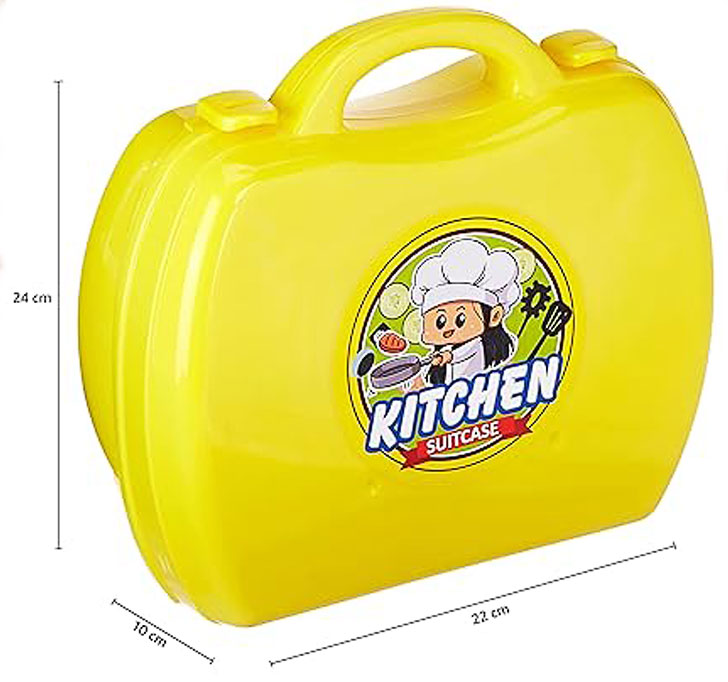 Amazon Brand - Jam & Honey Kitchen Set For Kids | Pretend And Play Toy | Portable Suitcase With Realistic Cooking Toys | For Boys & Girls 2+ Years | Non-Toxic | 24 Pieces | Multicolour