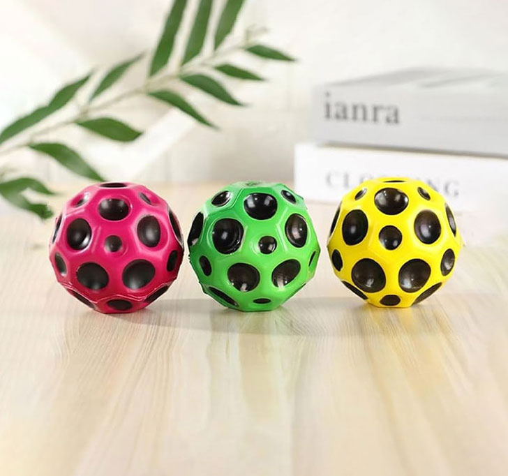 Buy VGRASSP Super Bouncy Rubber Moon Ball Toy For Kids And Adults With Craters - High Bounce, Textured Grip, Perfect For Playtime Fun - Soft Foam Ball, Multicolor (Pack Of 6)