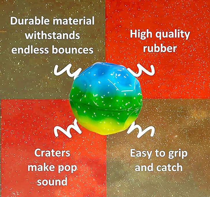 Buy VGRASSP Super Bouncy Rubber Moon Ball Toy For Kids And Adults With Craters - High Bounce, Textured Grip, Perfect For Playtime Fun - Soft Foam Ball, Multicolor (Pack Of 6)