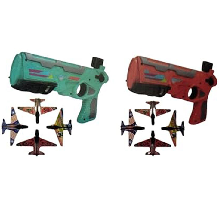 Aeroplane Shooting Gun Toy For Kids | Combat Fighter | Multicolor | Combat Fighter Aeroplane Shooting Gun With 4 Planes, Ages 3+