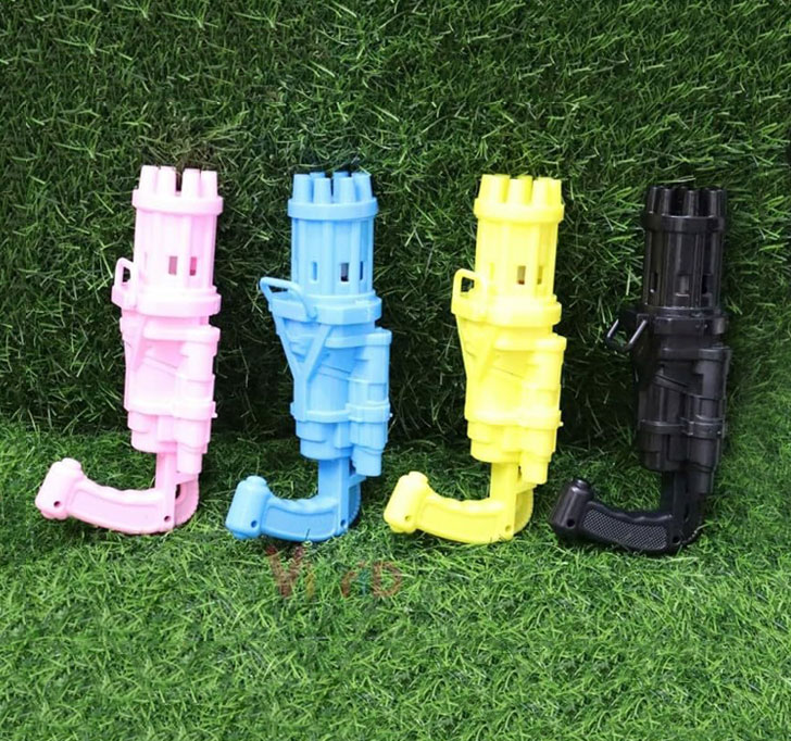 Black Olive Bubble Gun For Kids (8 Hole Electric Gatling Bubble Gun For Kids With Soap Solution Indoor And Outdoor)