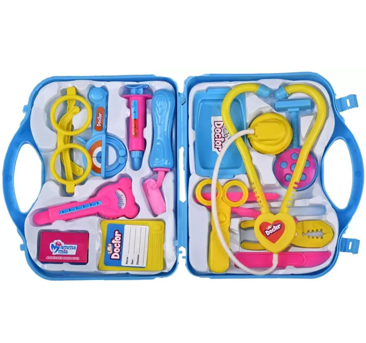 Little Doctor Medical Play Set, Kids Pretend Doctor Kit With Stethoscope And Accessories, Blue Carrying Case