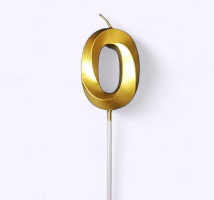 Buy 0 Number Golden Candle Cake Topper