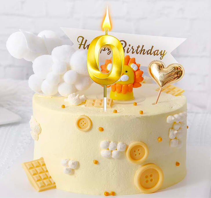 Buy 0 Number Golden Candle Cake Topper