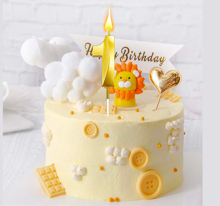 Buy 1 Number Golden Candle Cake Topper