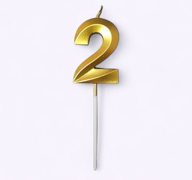 Buy 2 Number Golden Candle Cake Topper
