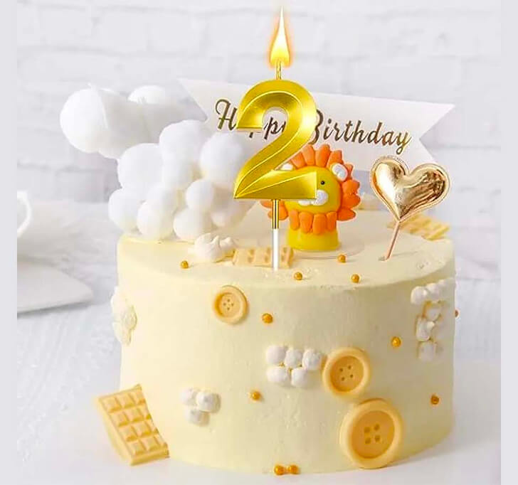 2 Number Golden Candle Cake Topper