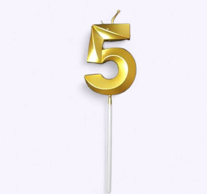 Buy 5 Number Golden Candle Cake Topper