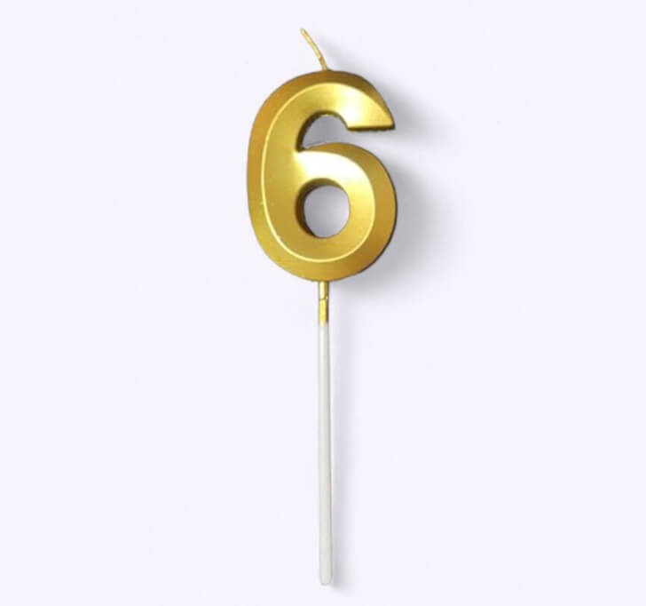 Buy 6 Number Golden Candle Cake Topper