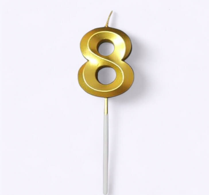 Buy 8 Number Golden Candle Cake Topper