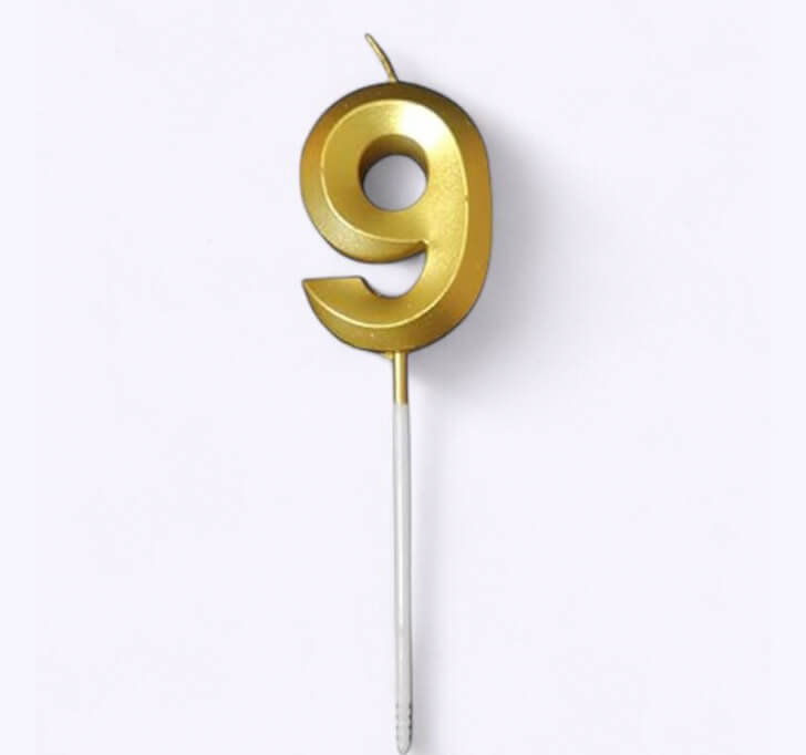 Buy 9 Number Golden Candle Cake Topper