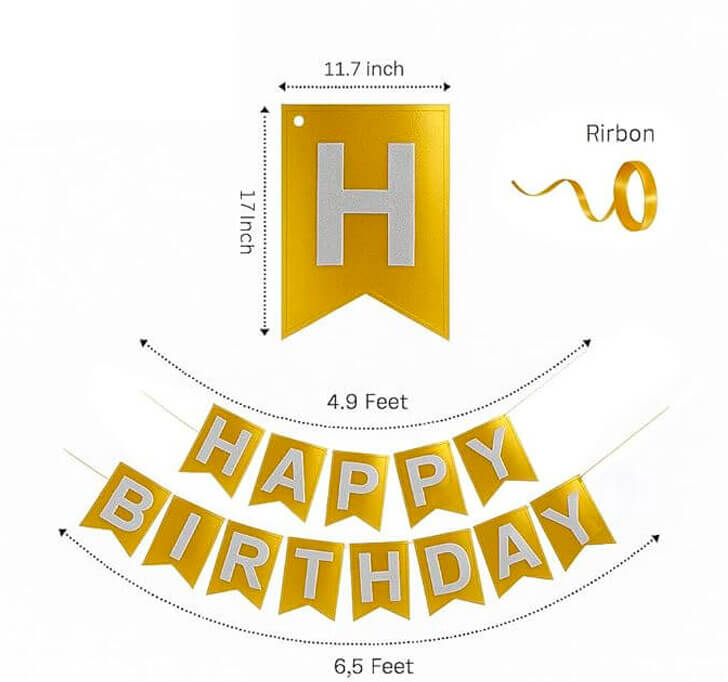 Buy Happy Birthday Party Metallic Gold, Party Decorations Sign For Birthday Decor,Backdrop For Birthday Decoration Items For Kids & Adults