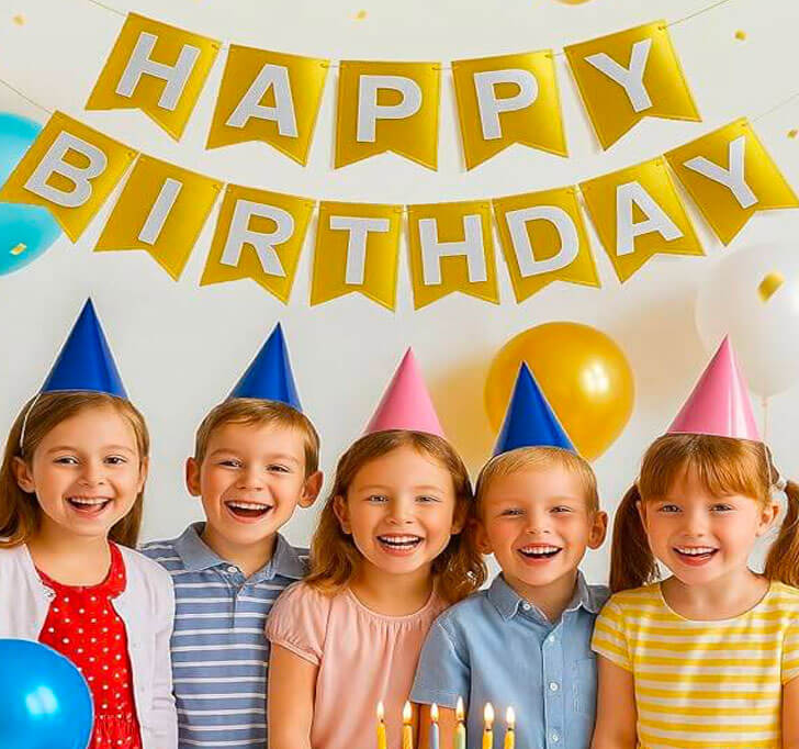 Happy Birthday Party Metallic Gold, Party Decorations Sign For Birthday Decor,Backdrop For Birthday Decoration Items For Kids & Adults